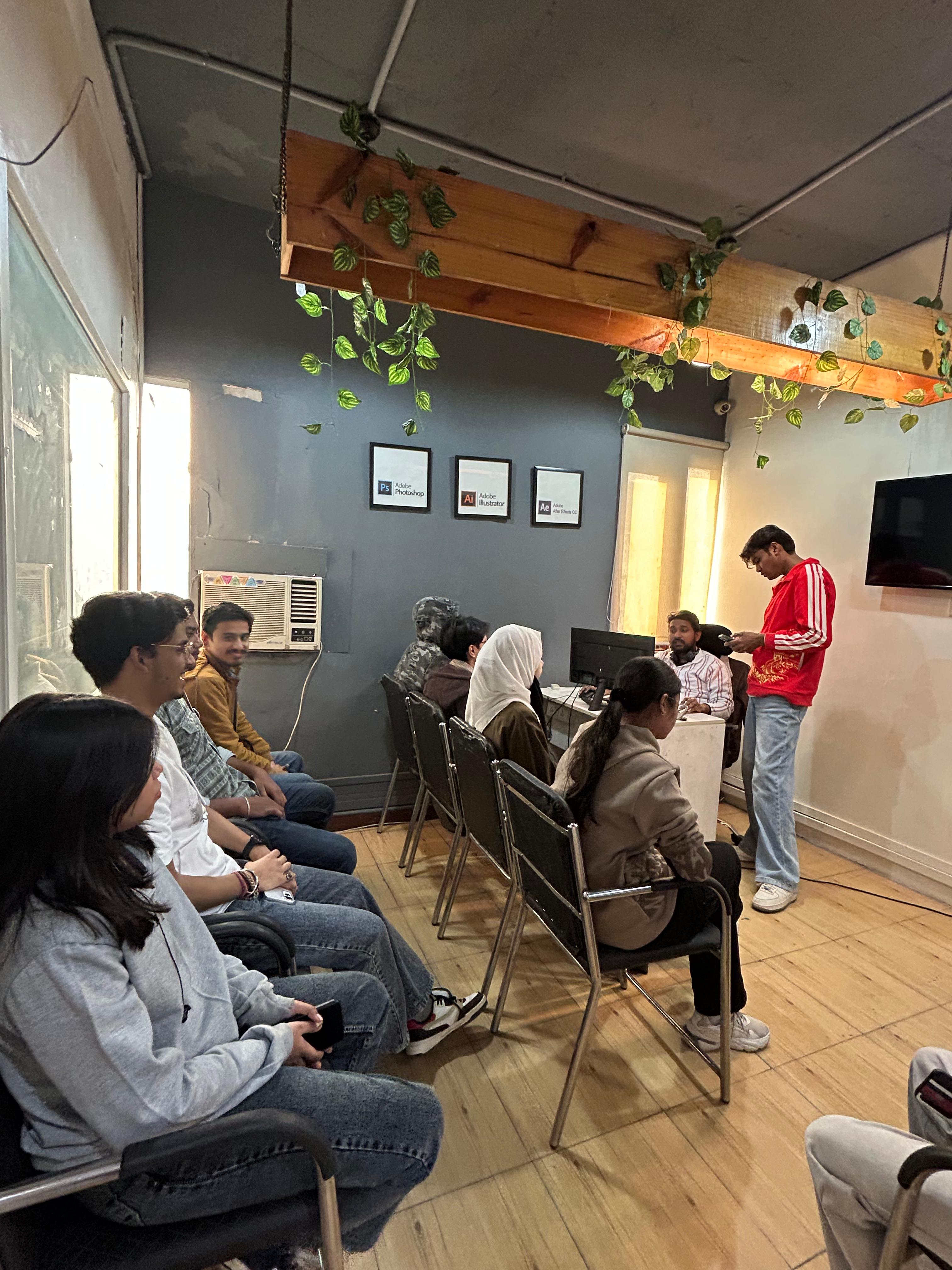 Students in reception area