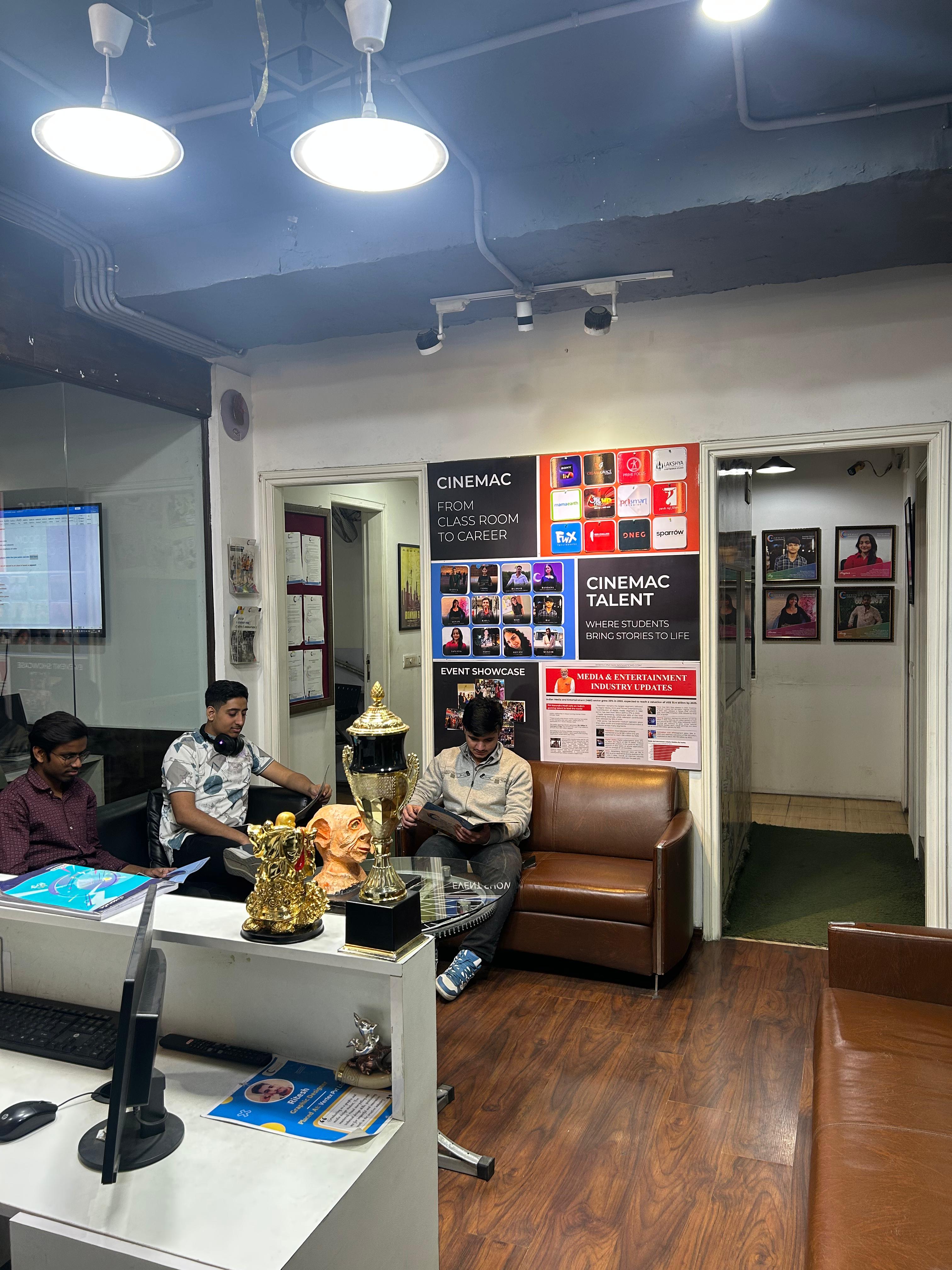 Students reading in lobby